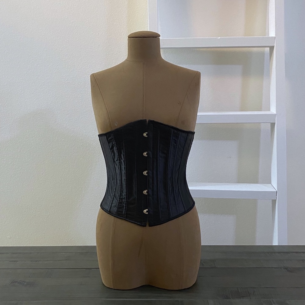 Black Plastic Boned Under Bust Corset